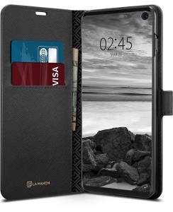Galaxy S10 Case La Manon Wallet Saffiano Black